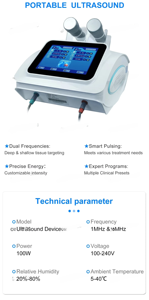 Máquina de Ultrasonido Portátil, Eliminador de Arrugas Portátil, Terapia para Aliviar el Dolor Corporal, Elimina la Inflamación - Product Image 6