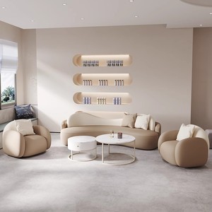 طقم كنبات زاوية عصري فاخر بتصميم منحني من الجلد الصناعي، قابل للتعديل بإسفنج عالي الكثافة، مثالي للمكاتب والمساحات العصرية - Product Image 2