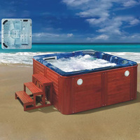 Spa de luxe moderne rectangulaire pour 6 personnes avec transat, design écologique pour hôtels et jardins