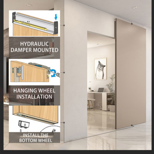 Hiện đại rắn gỗ ma trượt Barn Door phần cứng Kit ma thuật nội thất cửa trượt cho phòng khách sạn sợi thủy tinh màn hình - Product Image 4