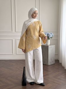 Sharut dalam kategori STOK Grosir Dubai Abaya Elegan Wanita Muslim Atasan Lengan Panjang Bermotif Kasual Blus Muslim Sederhana Kemeja Atasan - Product Image 5