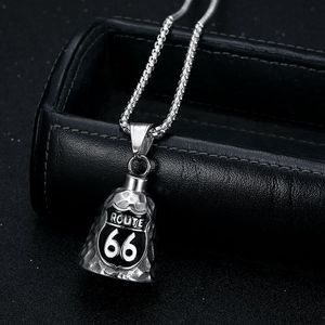 Collar de Acero Inoxidable con Colgante de Campana Temática de la Ruta 66 LD014, Amuleto de Regalo Unisex - Product Image 1