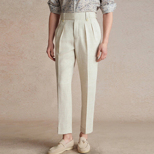 <span class=keywords><strong>Pantaloni</strong></span> Formali da Uomo, Classici Casual a Gamba Dritta, <span class=keywords><strong>Pantaloni</strong></span> in <span class=keywords><strong>Misto</strong></span> <span class=keywords><strong>Lino</strong></span>, Servizi di Produzione OEM - Product Image 1