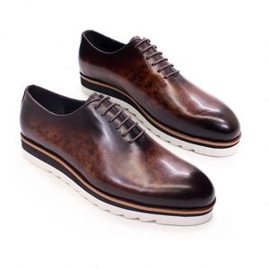 Chaussures en cuir véritable pour hommes de luxe 2022, chaussures habillées décontractées à lacets pour hommes, pour mariage et soirée - Product Image 1