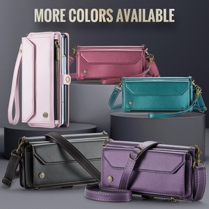 Lanière fermeture éclair multifonction cartes fente portefeuille étui de téléphone en cuir pour Samsung <span class=keywords><strong>Galaxy</strong></span> <span class=keywords><strong>Z</strong></span> Fold6 <span class=keywords><strong>Z</strong></span> pli 6 5 4 <span class=keywords><strong>3</strong></span> couverture sac à main <span class=keywords><strong>pochette</strong></span> - Product Image 5