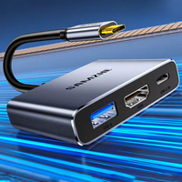 SAMZHE 4K Typ-C Erweiterungsdock mit USB 2.0, USB 3.0, PD100W für iPhone & Laptop (Aluminiumlegierung, 3 Anschlüsse, auf Lager)