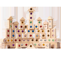 50 Bloques de Madera con Gemas Acrílicas, Juguete de Construcción de Castillos para el Aprendizaje Temprano de los Niños, Juego Educativo Interactivo para Padres e Hijos