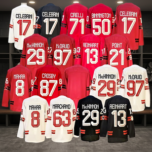 เสื้อฮอกกี้น้ำแข็งสั่งทำพิเศษ สไตล์วินเทจคลาสสิก ชุดทีมแบบซับลิเมชั่น เสื้อแฟนคลับขนาดใหญ่พิเศษ ชุดฝึกซ้อมฮอกกี้ ชุดทีมแบบยูนิเซ็กซ์ แขนสั้น - Product Image 3