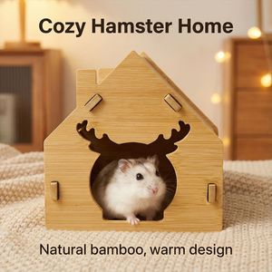 Casa de bambú natural para hámsteres y roedores, ecológica y ecológica, refugio para mascotas pequeñas. - Product Image 2