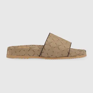 Sandalias con logotipo personalizado para hombre y mujer, chanclas con cinta de tela plana de alta calidad para interiores