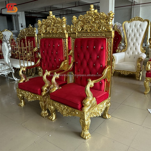 เก้าอี้บัลลังก์สำหรับงานแต่งงานสีแดงเรียบหรูดีไซน์ใหม่เก้าอี้บัลลังก์สูงสำหรับงานแต่งงาน - Product Image 5