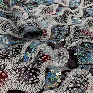 Cá Nhân TRung Quốc bán buôn dệt ren vải <span class=keywords><strong>sequin</strong></span> căng ren vải <span class=keywords><strong>Pet</strong></span> polyester thêu Bridal ren vải - Product Image 4