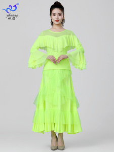 Vestido de <span class=keywords><strong>Baile</strong></span> de Salón, <span class=keywords><strong>Ropa</strong></span> de Actuación, Mangas Acampanadas, Vestidos con Gran Vuelo, Vestidos de Competición de <span class=keywords><strong>Baile</strong></span> Latino y Vals para Mujer - Product Image 6