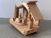 Boîte à musique en bois personnalisée avec manivelle, design écologique, sculpture de l'histoire de la Nativité, durée sonore de 120 secondes
