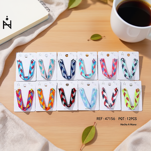 Bracelets en coton ciré multicolores à motifs géométriques faits à la main, lot de 12, unisexe, tendance, pour cadeau - Product Image 3