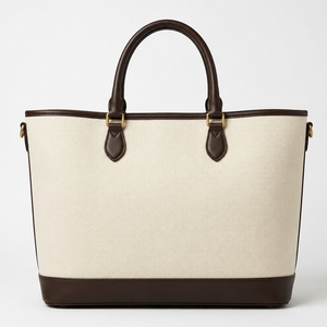 Sac fourre-tout en <span class=keywords><strong>toile</strong></span> pour femme avec garniture en cuir, fermeture éclair, grande capacité, sac à bandoulière beige, sac à main de voyage d'été - Product Image 3