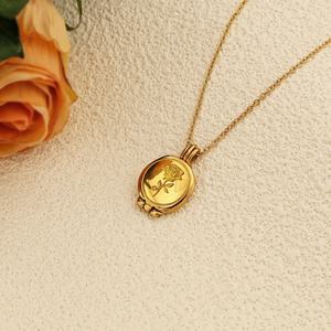 Caja de álbum de fotos DIY abrible con colgante de rosa chapada en oro y cadena de eslabones de acero inoxidable, estilo moderno - Product Image 4