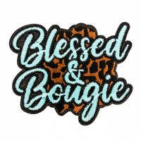 Patch brodé en polyester à motif léopard et broderie florale, fabriqué en Chine, avec lettres anglaises brodées, pour tissu