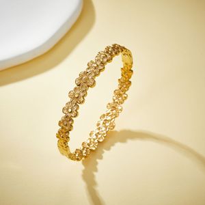 Bracciale da Donna in Acciaio Inossidabile Placcato Oro con Catena a Perline a Forma di Margherita e Trifoglio, Gioielli alla Moda Impilabili - Product Image 3