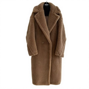 Manteau d'hiver long et épais pour femme, simple boutonnage, en velours tissé teint, élégant et chaud - Product Image 3