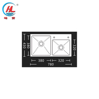 Vente en gros d'évier de cuisine moderne en acier monté à la main 304 forme rectangulaire en acier inoxydable brossé