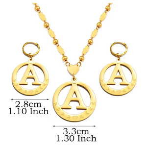 Collares y Pendientes <span class=keywords><strong>con</strong></span> Colgante Hawaiano de Guam, Conjuntos <span class=keywords><strong>con</strong></span> Iniciales, Chapados en Oro, Alfabeto de Micronesia de la A a la Z, Joyería <span class=keywords><strong>con</strong></span> Letras Inglesas # 076921S - Product Image 1