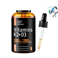 Vente directe usine – Gouttes de Vitamine K2 MK7 + D3 liquide pour le soutien des os, du cœur, de l'immunité et des nerfs cérébraux, avec compte-gouttes