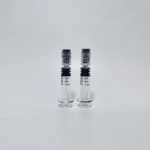 Jeringa Luer Lock de vidrio delgado de 1ml con émbolo de plástico, aplicador cosmético vacío, vidrio de borosilicato