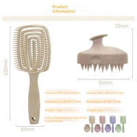 Ensemble de brosses démêlantes et lissantes pour cheveux en paille de blé biodégradable avec logo personnalisé, pour massage du cuir chevelu et démêlage facile, à dents larges
