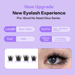 हॉट सेलिंग 9 डी फ्फी गोंद मुक्त आईलैश किट 8-13 मिमी c कर्ल 5-पंक्ति प्रेस-ऑन लैश प्राकृतिक शैली स्व-चिपकने वाला झूठे सेट ट्वीट - Product Image 5