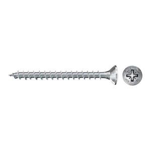 FISCHER - 670127 Pozidriv white galvanized chipboard <b>screw</b> with flat countersunk head and full thread FPF II CZF BC - Product Image 1