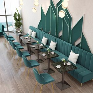 Canapé double personnalisé pour pâtisserie, contre le mur, combinaison table et chaises <span class=keywords><strong>simple</strong></span> et fraîche pour <span class=keywords><strong>restaurant</strong></span> occidental - Product Image 1