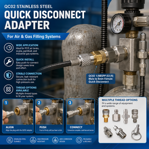 Adaptateur de déconnexion rapide Zimakyfa QC02 en acier inoxydable pour gaz, coupleur 8 mm NPT/BSP/G1/8'' avec bouchon aveugle mâle/femelle - Product Image 3