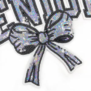 Écusson Senior 2026 avec nœud, applique brodée holographique pour vêtements de remise de diplôme, vestes et sacs - Product Image 3