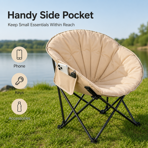Chaise de camping pliante portable style coquille, moderne et inclinable, pour extérieur, jardin, randonnée, parc, plage, pique-nique, pêche - Product Image 6