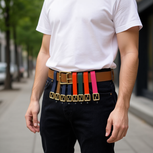 Ceinture plate en PU avec boucle carrée Az, 4 cm, style classique pour femmes et hommes, tenue décontractée - Product Image 3