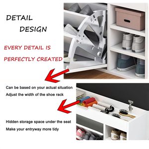 Meuble à chaussures et banc en bois à trois niveaux avec tabouret pour entrée ou salon - Product Image 5