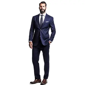 Design personalizado Mens Casual Terno Feito Na China Jaqueta Slim Fit MTM Azul Marinho Handmade Business Blazer