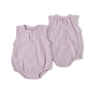เสื้อกล้ามเด็กสีพื้นแบบขายส่ง ผ้าฝ้าย 100% ชุดบอดี้สูทเด็กทารก - Product Image 3