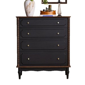 French Vintage Style Solid Wood Four Drawer <b>Chest</b> <b>Storage</b> Dresser For Living Room Bedroom Entryway Cabinet - Product Image 5