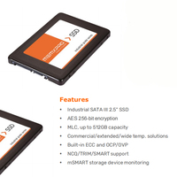 SSD SATA III MLC de qualité industrielle 2,5 pouces SFF-8201, avec cryptage AES et fonction ECC, haute vitesse de lecture/écriture pour unité de calcul en périphérie