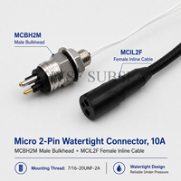 Connecteur Électrique Sous-Marin HYSF SUBSEA MCIL2F Micro 2 Broches Femelle en Ligne Étanche pour Câble Subaquatique, Prise Électrique Sous-Marine pour ROV AUV
