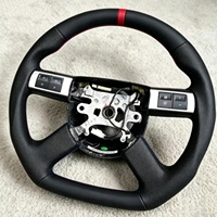 Volant en cuir pour Dodge Challenger SRT, Chrysler 300c, Dodge Challenger Charger, volant à fond plat avec bandes rouges