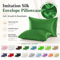 Taie d'oreiller en satin personnalisée, design enveloppe, 100% polyester, housse de coussin douce pour linge de lit d'hôtel, vente en gros, couleur et taille personnalisées