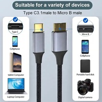 Kabel USB-C Micro B Berlapis Emas PVC Kecepatan Tinggi 5Gbps untuk Pengisian Cepat dan Transfer Data Kamera Hard Drive Panjang 0.5-3M Garansi 12 Bulan