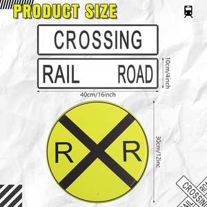 ป้ายเหล็กทางแยกรถไฟ - ป้ายโลหะทรงกลม สัญลักษณ์วงกลมทางรถไฟ ภาพรถไฟรวมตัวกัน สำหรับตกแต่งภายใน - Product Image 2