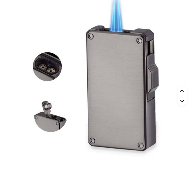 High Quality Double Flame Metal Lighter with Laser Logo Cigar Accessories Punch Metal Lighter Cigar Lighter