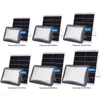 Lampu Sorot LED Tenaga Surya 100W-1000W Outdoor IP65 Tahan Air dengan Lensa ABS, Remote Control & Timer untuk Penerangan Taman, Halaman, dan Jalan