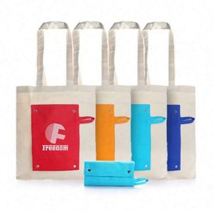 Bolsa de Mano Plegable de Lona de Algodón con Botones, Precio de Fábrica Promocional - Product Image 3