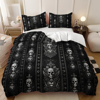 Parure de lit moderne à imprimé lignes géométriques dorées, housse de couette noire de luxe en microfibre pour chambre d'homme